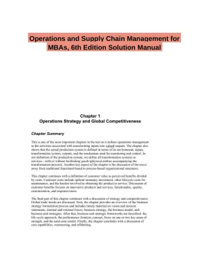 Operations and Supply Chain Management for MBAs, 6th Edition Solution Manual