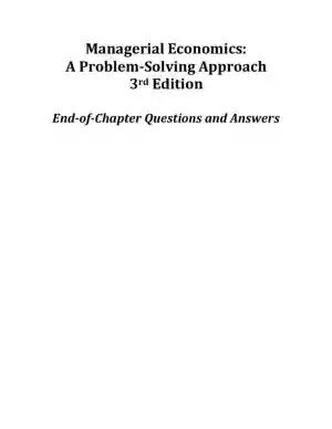 Managerial Economics, 3rd Edition Solution Manual