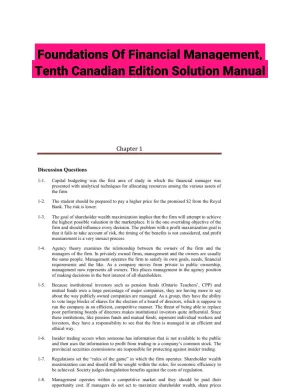 Foundations Of Financial Management, Tenth Canadian Edition Solution Manual