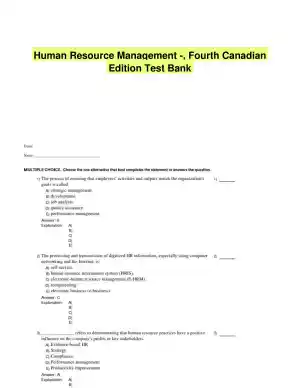 Human Resource Management -, Fourth Canadian Edition Test Bank