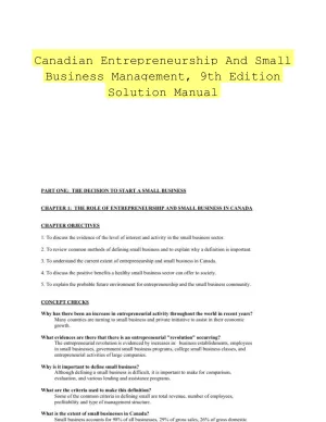 Canadian Entrepreneurship And Small Business Management, 9th Edition Solution Manual