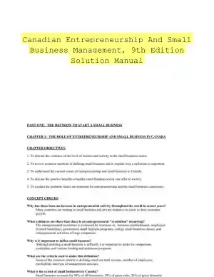 Canadian Entrepreneurship And Small Business Management, 9th Edition Solution Manual