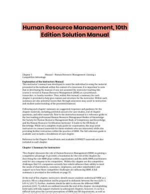 Human Resource Management, 10th Edition Solution Manual
