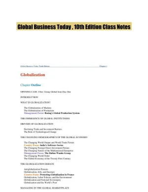 Global Business Today , 10th Edition Class Notes