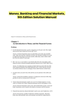 Money, Banking and Financial Markets, 5th Edition Solution Manual