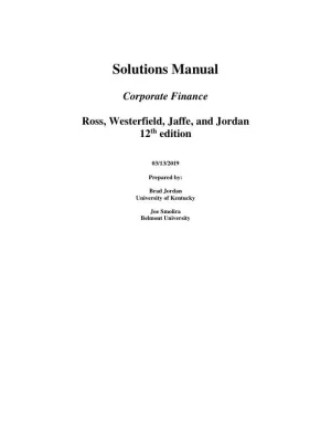 Solution Manual For Corporate Finance, 12th Edition
