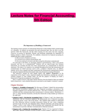 Lecture Notes for Financial Accounting, 5th Edition