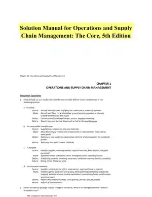 Solution Manual for Operations and Supply Chain Management: The Core, 5th Edition