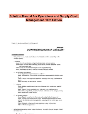 Solution Manual For Operations and Supply Chain Management, 16th Edition