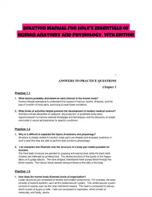 Solution Manual For Hole's Essentials of Human Anatomy and Physiology, 14th Edition