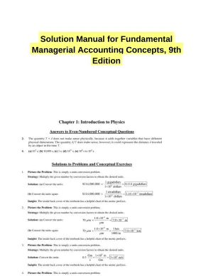 Solution Manual for Fundamental Managerial Accounting Concepts, 9th Edition