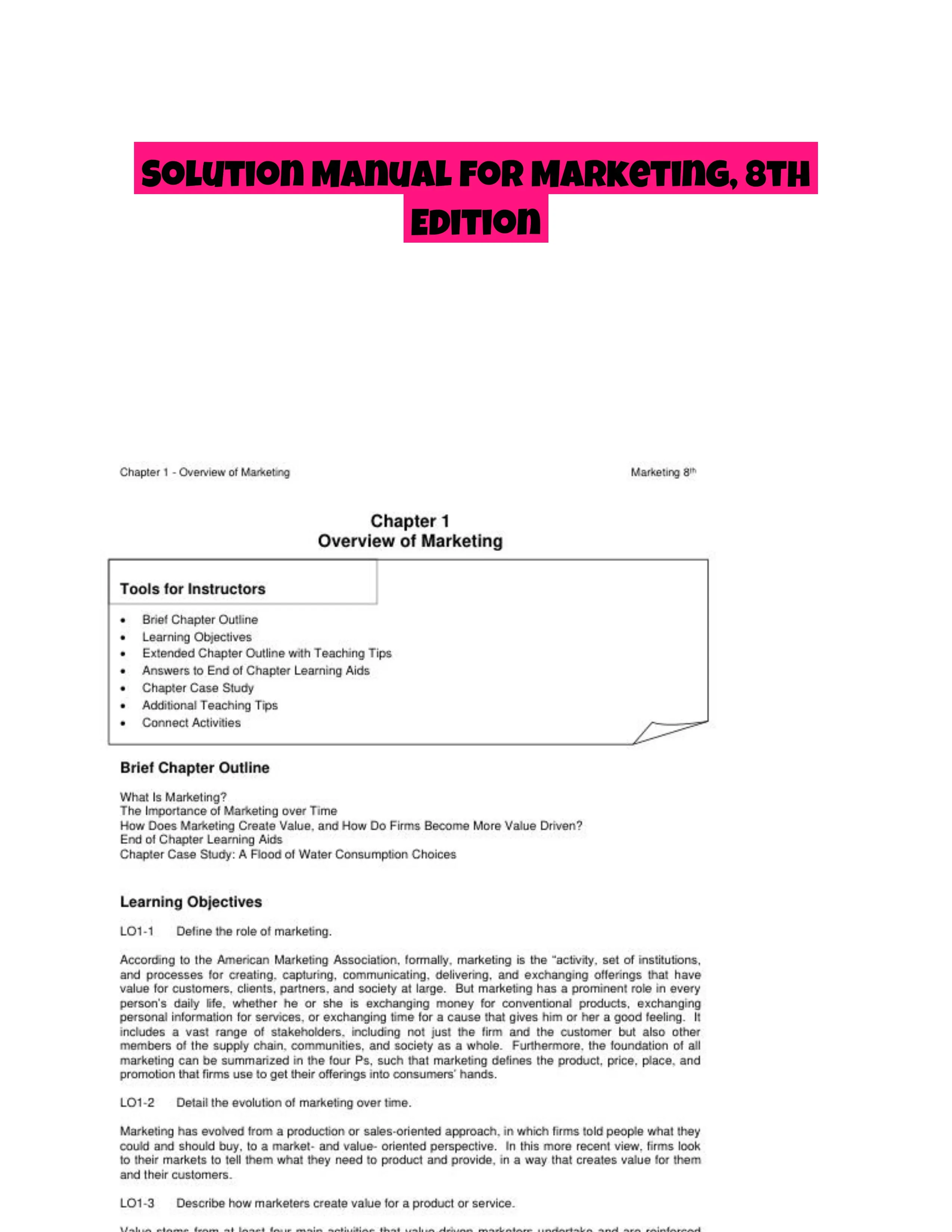 Solution Manual for Marketing, 8th Edition