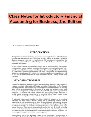 Class Notes for Introductory Financial Accounting for Business, 2nd Edition
