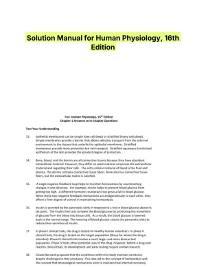 Solution Manual for Human Physiology, 16th Edition