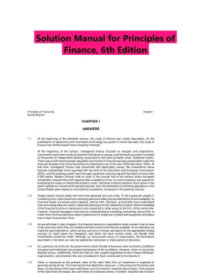 Solution Manual for Principles of Finance, 6th Edition