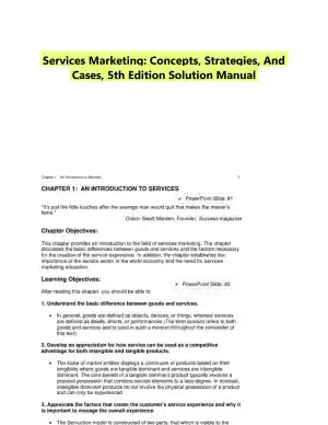 Services Marketing: Concepts, Strategies, And Cases, 5th Edition Solution Manual