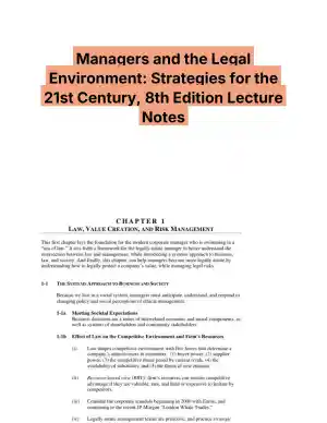 Managers and the Legal Environment: Strategies for the 21st Century, 8th Edition Lecture Notes