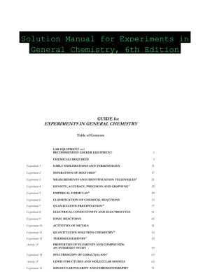 Solution Manual for Experiments in General Chemistry, 6th Edition