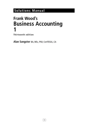 Solution Manual for Frank Wood's Business Accounting , 13th Edition