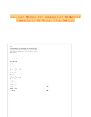 Solution Manual for Engineering Mechanics Dynamics in SI Units, 14th Edition