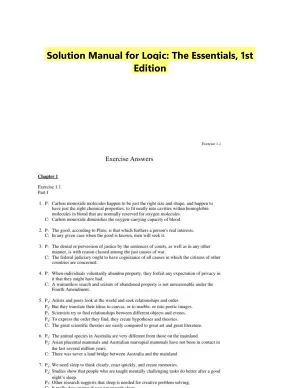 Solution Manual for Logic: The Essentials, 1st Edition
