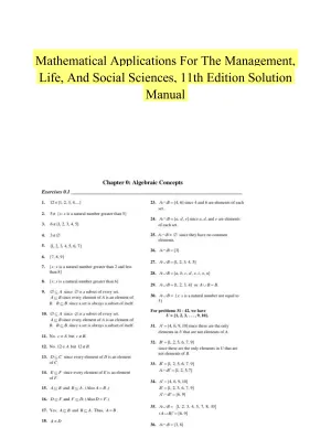 Mathematical Applications For The Management, Life, And Social Sciences, 11th Edition Solution Manual