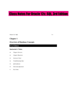 Class Notes For Oracle 12c: SQL, 3rd Edition