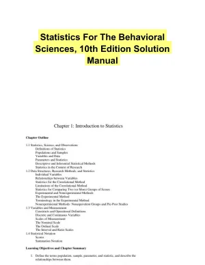 Statistics For The Behavioral Sciences, 10th Edition Solution Manual