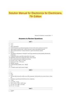 Solution Manual for Electronics for Electricians, 7th Edition