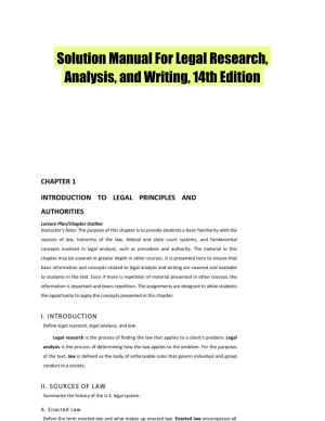 Solution Manual For Legal Research, Analysis, and Writing, 14th Edition