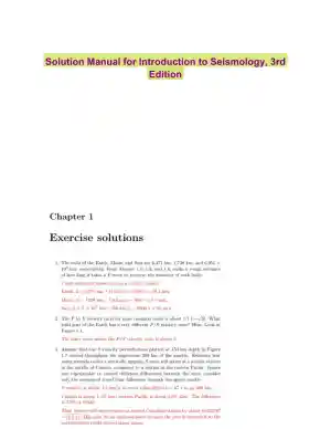 Solution Manual for Introduction to Seismology, 3rd Edition