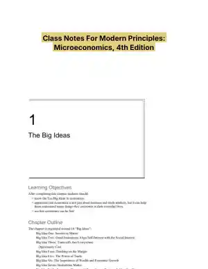 Class Notes For Modern Principles: Microeconomics, 4th Edition