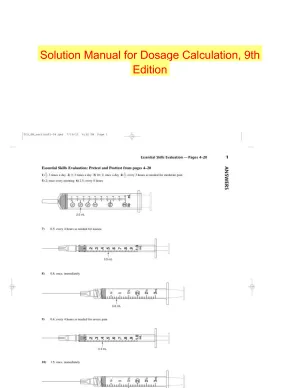 Solution Manual for Dosage Calculation, 9th Edition