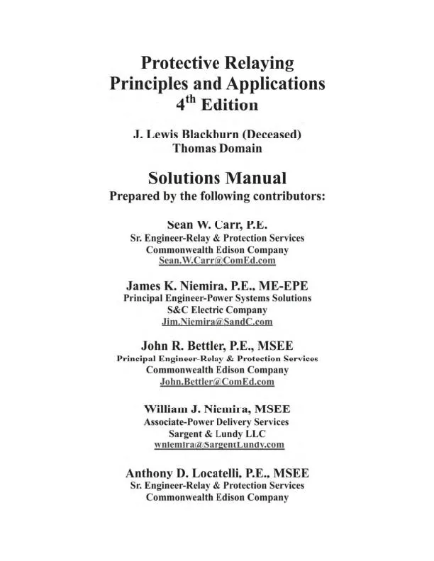 Solution Manual For Protective Relaying: Principles and Applications, 4th Edition