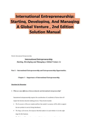 International Entrepreneurship: Starting, Developing, And Managing A Global Venture , 2nd Edition Solution Manual