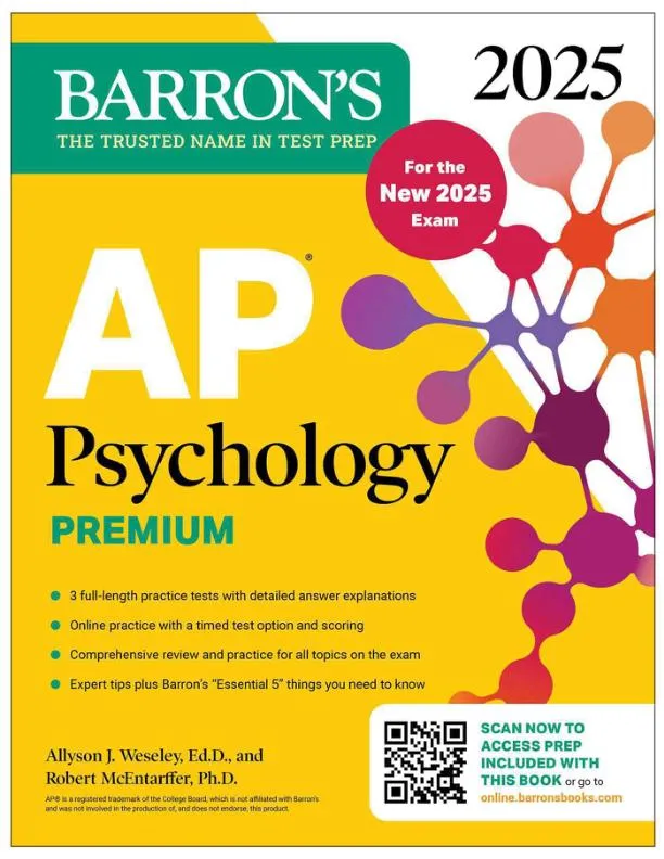 AP Psychology Premium, 2025: Prep Book for the New 2025 Exam with 3 Practice Tests + Comprehensive Review (2024)