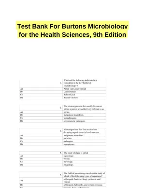 Test Bank For Burtons Microbiology for the Health Sciences, 9th Edition