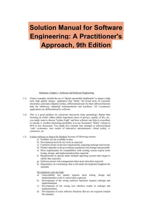 Solution Manual for Software Engineering: A Practitioner's Approach, 9th Edition