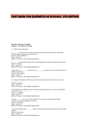 Test Bank For Elements Of Ecology, 9th Edition
