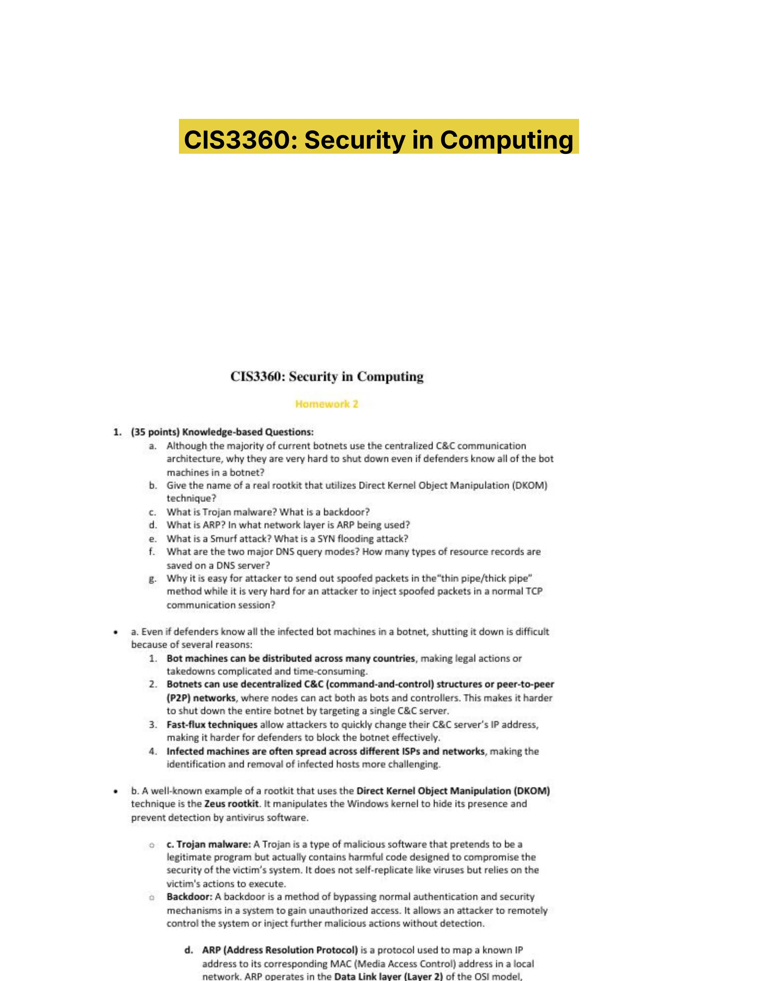 CIS3360: Security in Computing