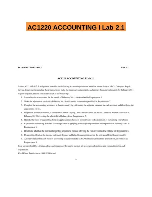 AC1220 ACCOUNTING I Lab 2.1