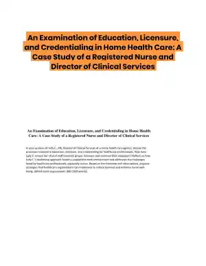 An Examination of Education, Licensure, and Credentialing in Home Health Care
