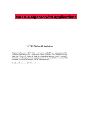 MAT 104 Algebra with Applications