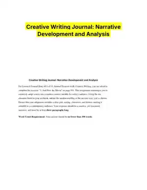 Creative Writing Journal: Narrative Development and Analysis