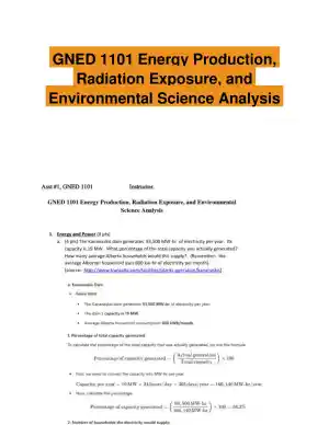 GNED 1101 Energy Production, Radiation Exposure, and Environmental Science Analysis