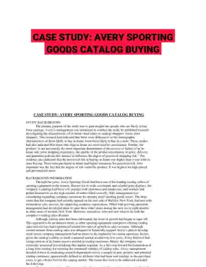 CASE STUDY: AVERY SPORTING GOODS CATALOG BUYING