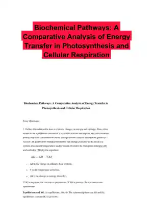 Biochemical Pathways: A Comparative Analysis of Energy Transfer in Photosynthesis and Cellular Respiration