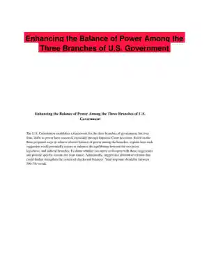 Enhancing the Balance of Power Among the Three Branches of U.S. Government