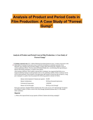 Analysis of Product and Period Costs in Film Production: A Case Study of "Forrest Gump"