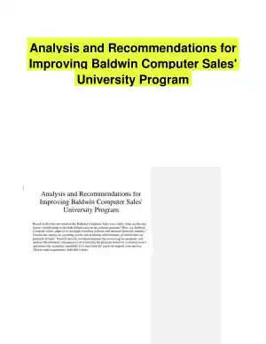 Analysis and Recommendations for Improving Baldwin Computer Sales' University Program